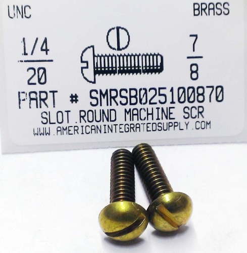 1/4-20X7/8 ROUND HEAD SLOTTED MACHINE SCREW BRASS