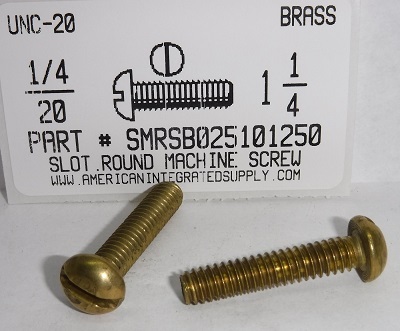 1/4-20X1-1/4 ROUND HEAD SLOTTED MACHINE SCREW BRASS