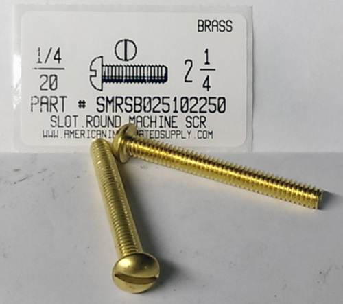 1/4-20X2-1/4 ROUND HEAD SLOTTED MACHINE SCREW BRASS