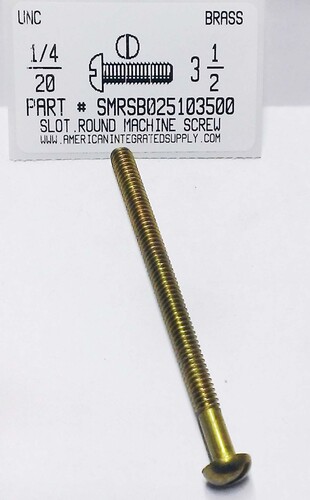 1/4-20X3-1/2 ROUND HEAD SLOTTED MACHINE SCREW BRASS