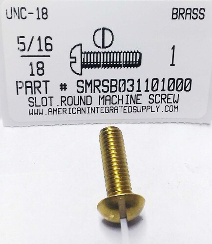 5/16-18X1 ROUND HEAD SLOTTED MACHINE SCREW BRASS