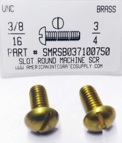 3/8-16X3/4 ROUND HEAD SLOTTED MACHINE SCREW BRASS