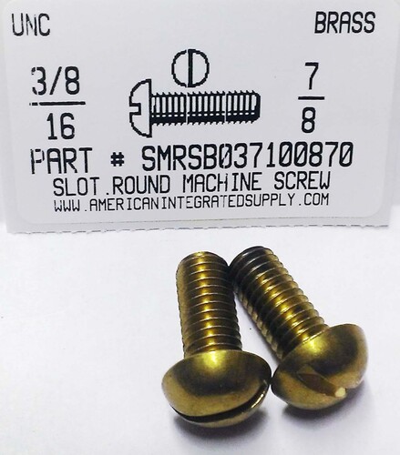 3/8-16X7/8 ROUND HEAD SLOTTED MACHINE SCREW BRASS