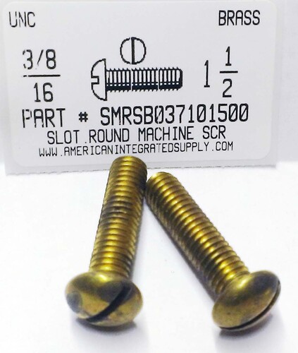 3/8-16X1-1/2 ROUND HEAD SLOTTED MACHINE SCREW BRASS