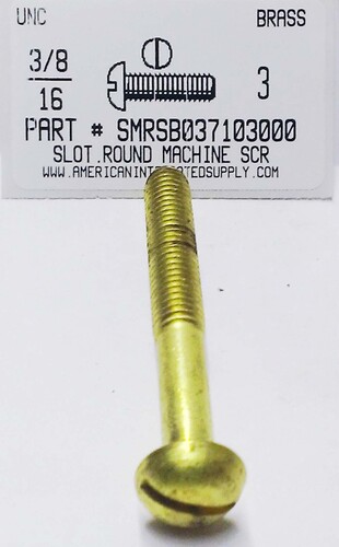 3/8-16X3 ROUND HEAD SLOTTED MACHINE SCREW BRASS