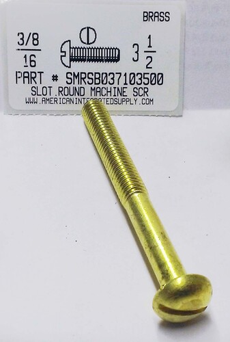 3/8-16X3-1/2 ROUND HEAD SLOTTED MACHINE SCREW BRASS