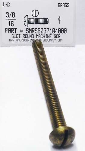 3/8-16X4 ROUND HEAD SLOTTED MACHINE SCREW BRASS