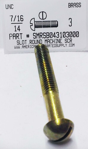 7/16-14X3 ROUND HEAD SLOTTED MACHINE SCREW BRASS