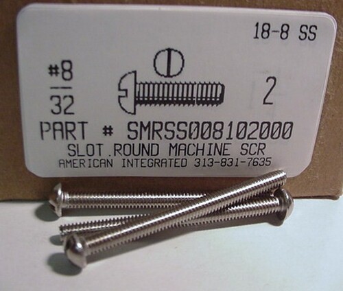 #8-32X2 ROUND HEAD SLOTTED MACHINE SCREW 18-8 STAINLESS STEEL