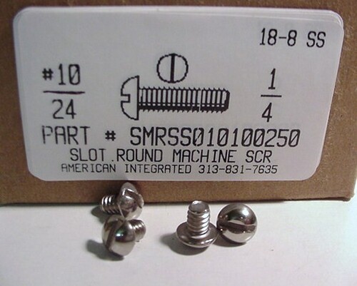 #10-24X1/4 ROUND HEAD SLOTTED MACHINE SCREW 18-8 STAINLESS STEEL