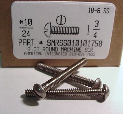 #10-24X1-3/4 ROUND HEAD SLOTTED MACHINE SCREW 18-8 STAINLESS STEEL