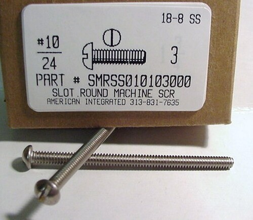 #10-24X3 ROUND HEAD SLOTTED MACHINE SCREW 18-8 STAINLESS STEEL