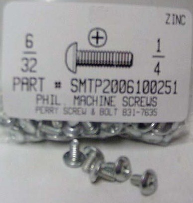 #6-32X1/4 TRUSS HEAD PHILLIPS MACHINE SCREW STEEL ZINC PLATED