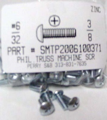 #6-32X3/8 TRUSS HEAD PHILLIPS MACHINE SCREW STEEL ZINC PLATED