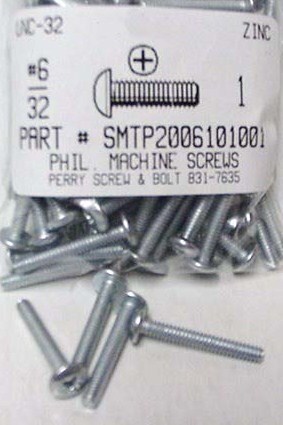 #6-32X1 TRUSS HEAD PHILLIPS MACHINE SCREW STEEL ZINC PLATED