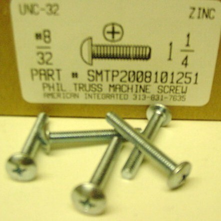 #8-32X1-1/4 TRUSS HEAD PHILLIPS MACHINE SCREW STEEL ZINC PLATED