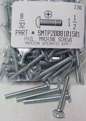 #8-32X1-1/2 TRUSS HEAD PHILLIPS MACHINE SCREW STEEL ZINC PLATED