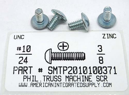 #10-24X3/8 TRUSS HEAD PHILLIPS MACHINE SCREW STEEL ZINC PLATED