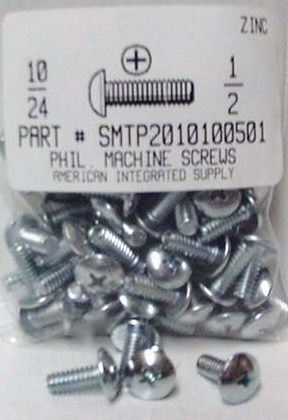 #10-24X1/2 TRUSS HEAD PHILLIPS MACHINE SCREW STEEL ZINC PLATED