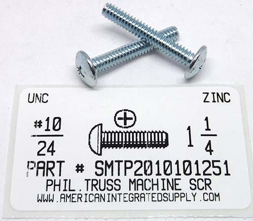 #10-24X1-1/4 TRUSS HEAD PHILLIPS MACHINE SCREW STEEL ZINC PLATED