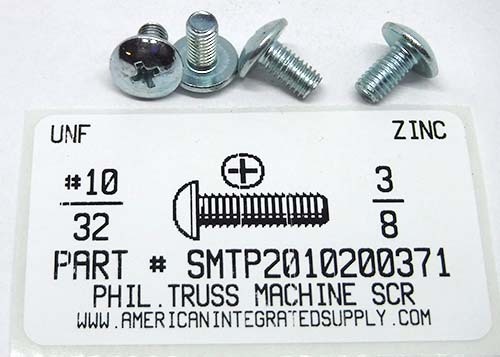 #10-32X3/8 TRUSS HEAD PHILLIPS MACHINE SCREW STEEL ZINC PLATED