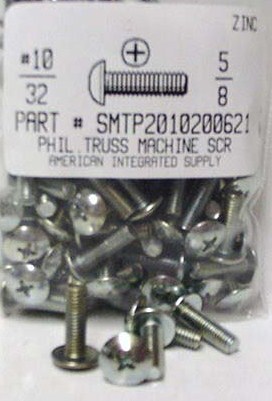 #10-32X5/8 TRUSS HEAD PHILLIPS MACHINE SCREW STEEL ZINC PLATED