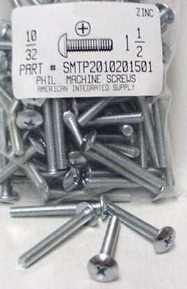 #10-32X1-1/2 TRUSS HEAD PHILLIPS MACHINE SCREW STEEL ZINC PLATED