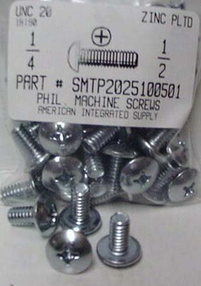 1/4-20X1/2 TRUSS HEAD PHILLIPS MACHINE SCREW STEEL ZINC PLATED