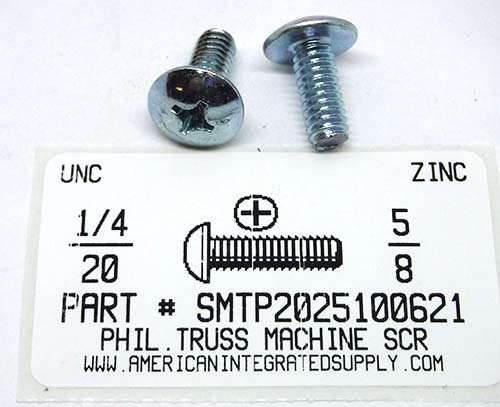 1/4-20X5/8 TRUSS HEAD PHILLIPS MACHINE SCREW STEEL ZINC PLATED