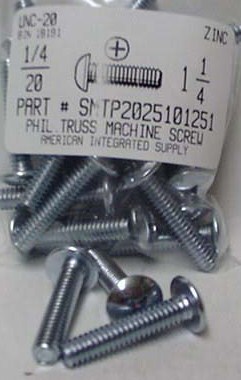 1/4-20X1-1/4 TRUSS HEAD PHILLIPS MACHINE SCREW STEEL ZINC PLATED