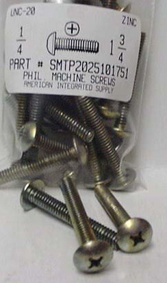 1/4-20X1-3/4 TRUSS HEAD PHILLIPS MACHINE SCREW STEEL ZINC PLATED