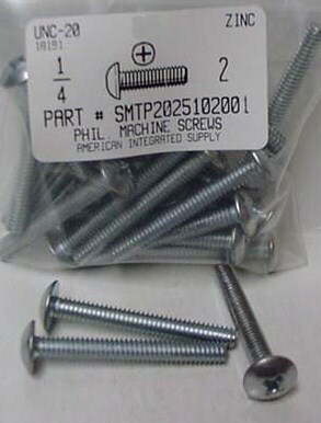 1/4-20X2 TRUSS HEAD PHILLIPS MACHINE SCREW STEEL ZINC PLATED