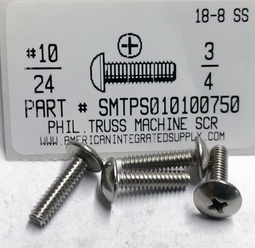 #10-24X3/4 TRUSS HEAD PHILLIPS MACHINE SCREW 18-8 STAINLESS STEEL