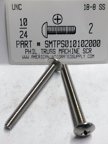 #10-24X2 TRUSS HEAD PHILLIPS MACHINE SCREW 18-8 STAINLESS STEEL