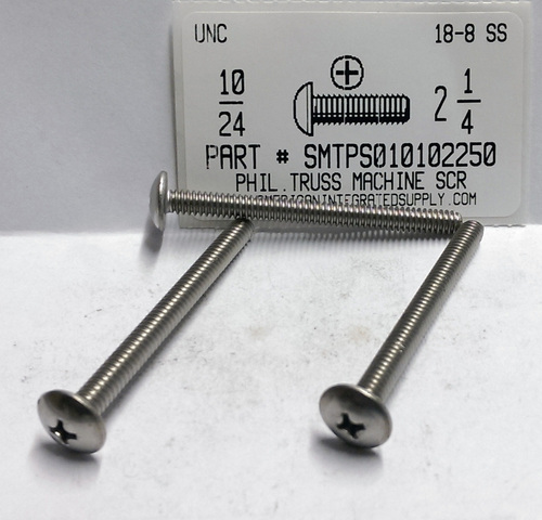 #10-24X2-1/4 TRUSS HEAD PHILLIPS MACHINE SCREW 18-8 STAINLESS STEEL