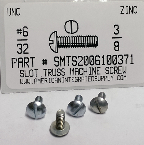 #6-32X3/8 TRUSS HEAD SLOTTED MACHINE SCREW STEEL ZINC PLATED