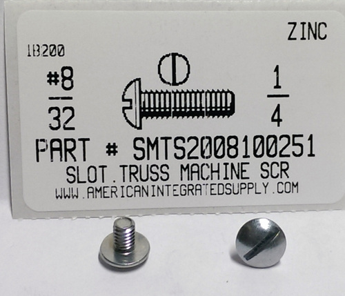 #8-32X1/4 TRUSS HEAD SLOTTED MACHINE SCREW STEEL ZINC PLATED