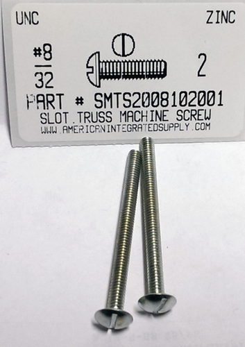 #8-32X2 TRUSS HEAD SLOTTED MACHINE SCREW STEEL ZINC PLATED