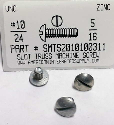 #10-24X5/16 TRUSS HEAD SLOTTED MACHINE SCREW STEEL ZINC PLATED