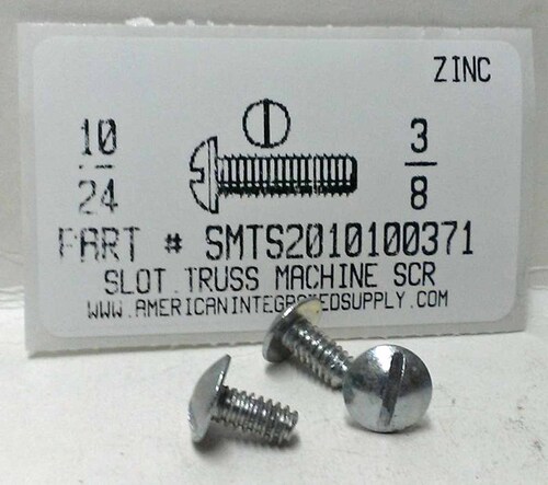 #10-24X3/8 TRUSS HEAD SLOTTED MACHINE SCREW STEEL ZINC PLATED