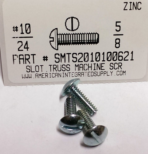 #10-24X5/8 TRUSS HEAD SLOTTED MACHINE SCREW STEEL ZINC PLATED