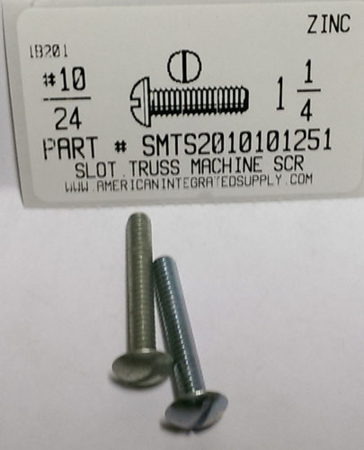 #10-24X1-1/4 TRUSS HEAD SLOTTED MACHINE SCREW STEEL ZINC PLATED