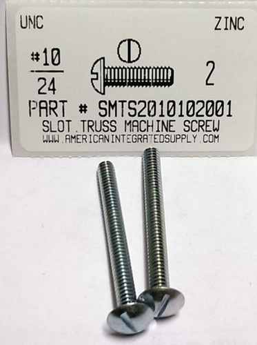 #10-24X2 TRUSS HEAD SLOTTED MACHINE SCREW STEEL ZINC PLATED