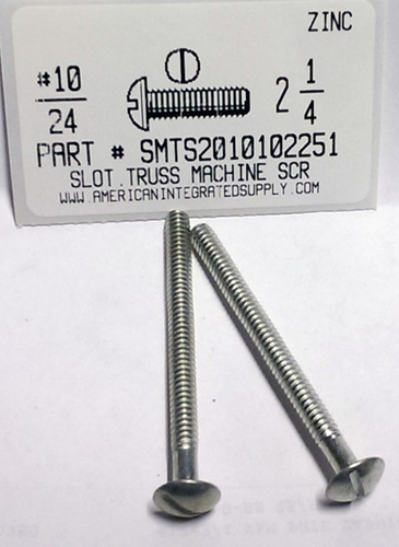 #10-24X2-1/4 TRUSS HEAD SLOTTED MACHINE SCREW STEEL ZINC PLATED (DISCONTINUED)