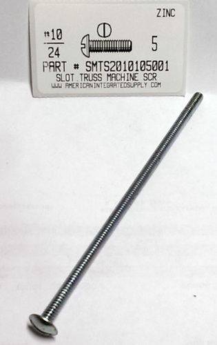 #10-24X5 TRUSS HEAD SLOTTED MACHINE SCREW STEEL ZINC PLATED