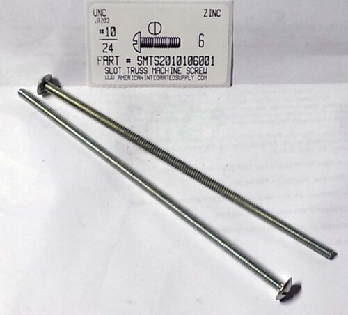 #10-24X6 TRUSS HEAD SLOTTED MACHINE SCREW STEEL ZINC PLATED