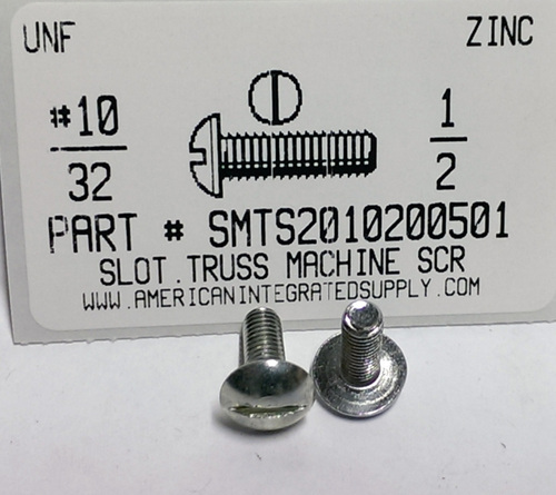 #10-32X1/2 TRUSS HEAD SLOTTED MACHINE SCREW STEEL ZINC PLATED