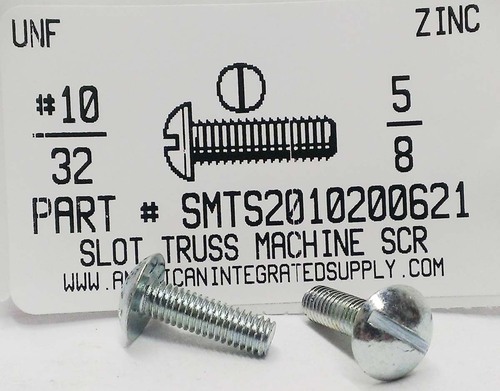 #10-32X5/8 TRUSS HEAD SLOTTED MACHINE SCREW STEEL ZINC PLATED