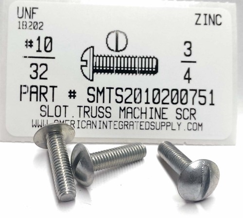 #10-32X3/4 TRUSS HEAD SLOTTED MACHINE SCREW STEEL ZINC PLATED