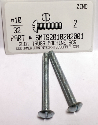 #10-32X2 TRUSS HEAD SLOTTED MACHINE SCREW STEEL ZINC PLATED